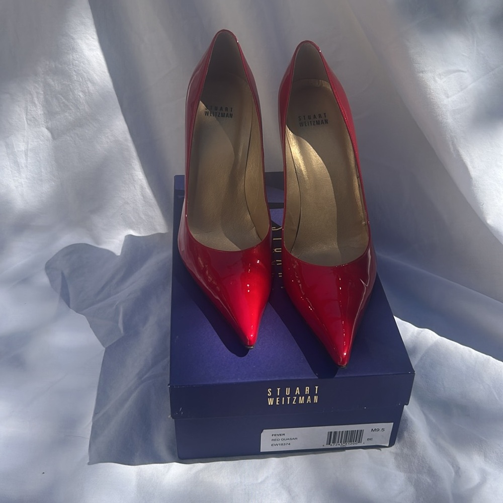 Stuart Weitzman Fever Red Patent Leather Pumps size 9.5 - Picture 3 of 6